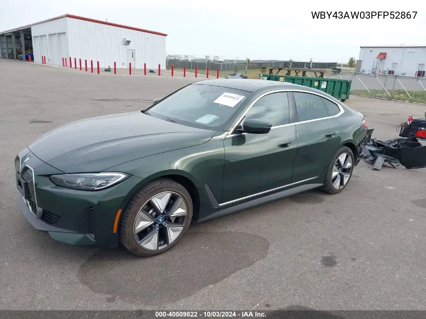 2023 BMW I4 Edrive35 VIN: WBY43AW03PFP52867 Lot: 40509822