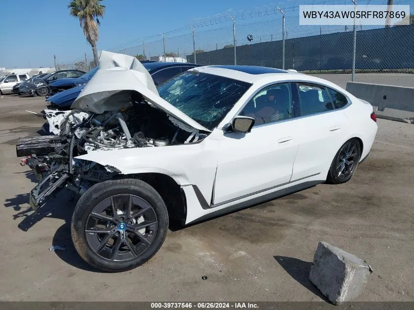 2024 BMW I4 Edrive35 VIN: WBY43AW05RFR87869 Lot: 39737546