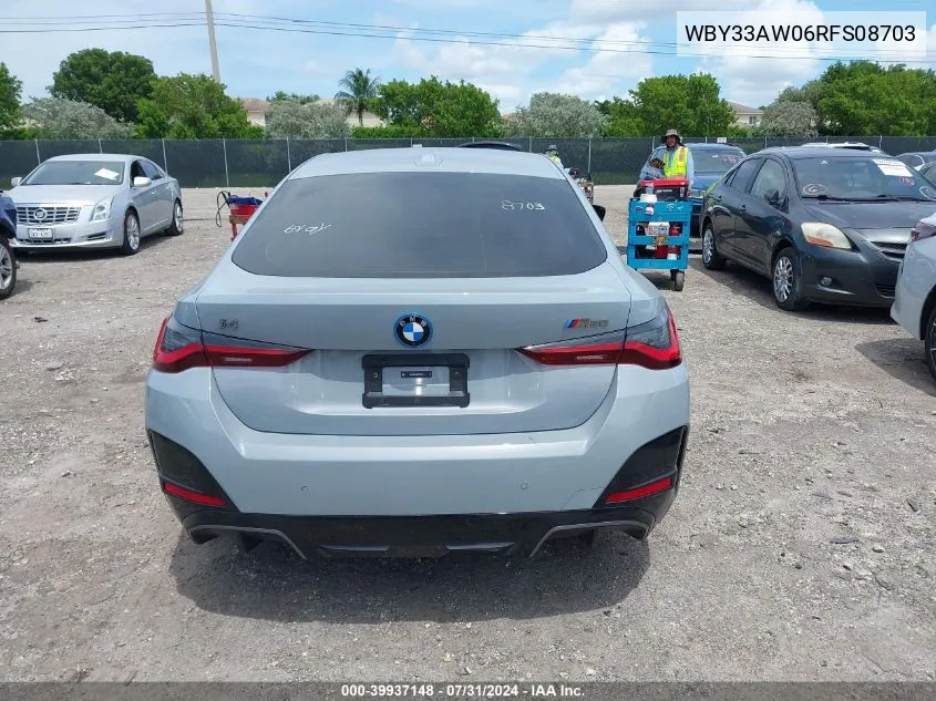 2024 BMW I4 M50 VIN: WBY33AW06RFS08703 Lot: 39937148