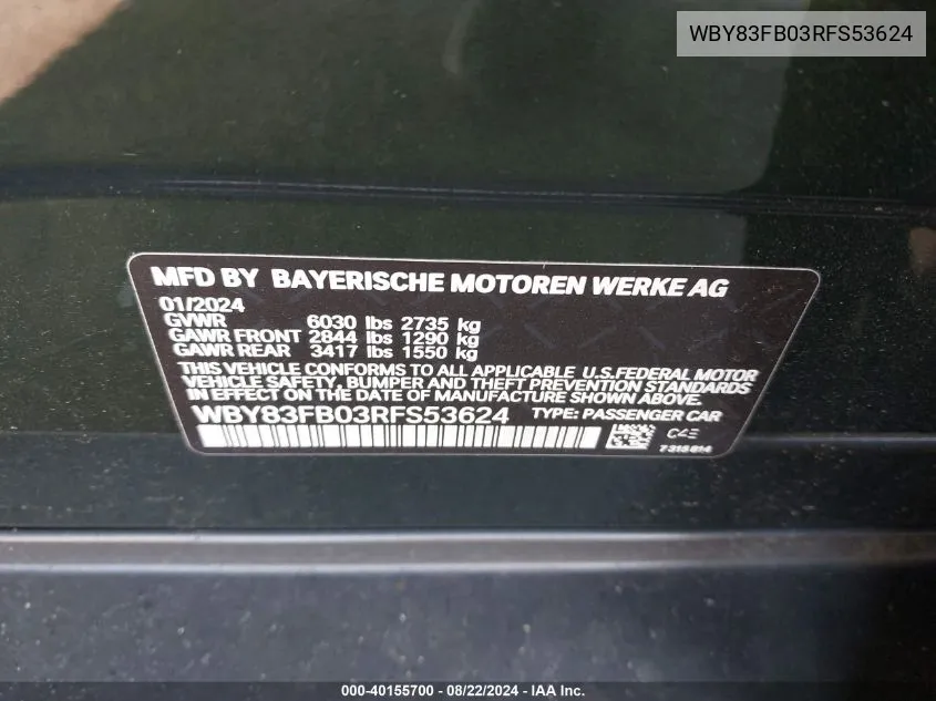 WBY83FB03RFS53624 2024 BMW I4 xDrive40