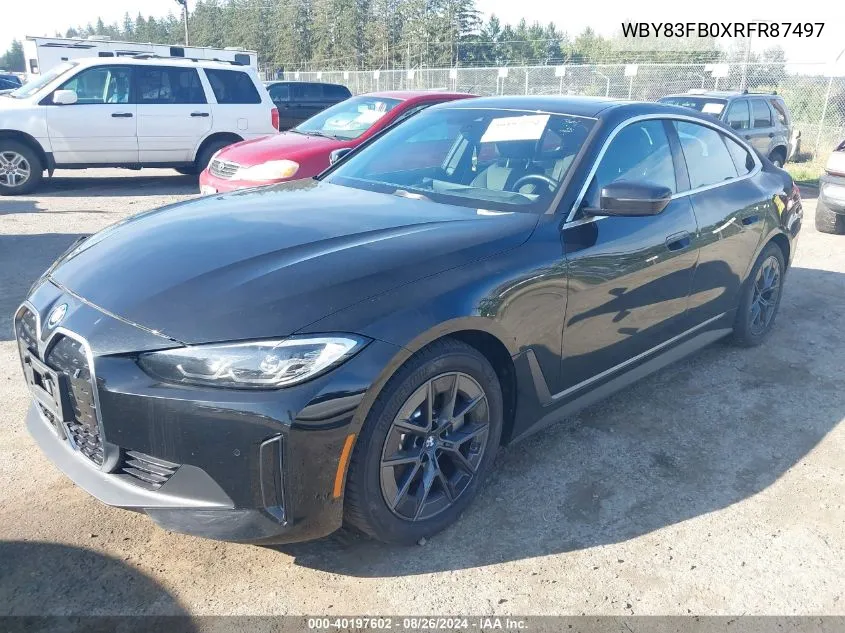 2024 BMW I4 xDrive40 VIN: WBY83FB0XRFR87497 Lot: 40197602