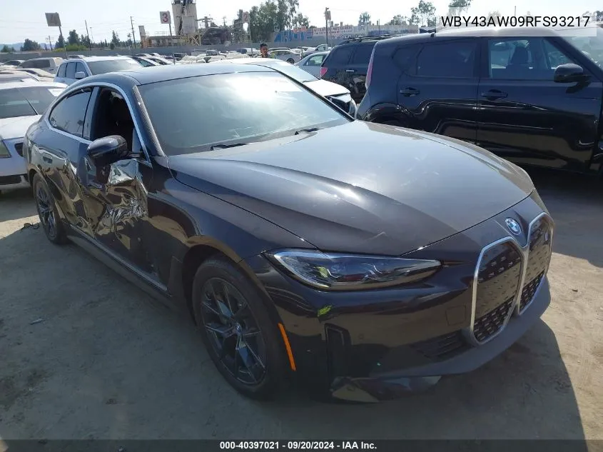 2024 BMW I4 Edrive35 VIN: WBY43AW09RFS93217 Lot: 40397021