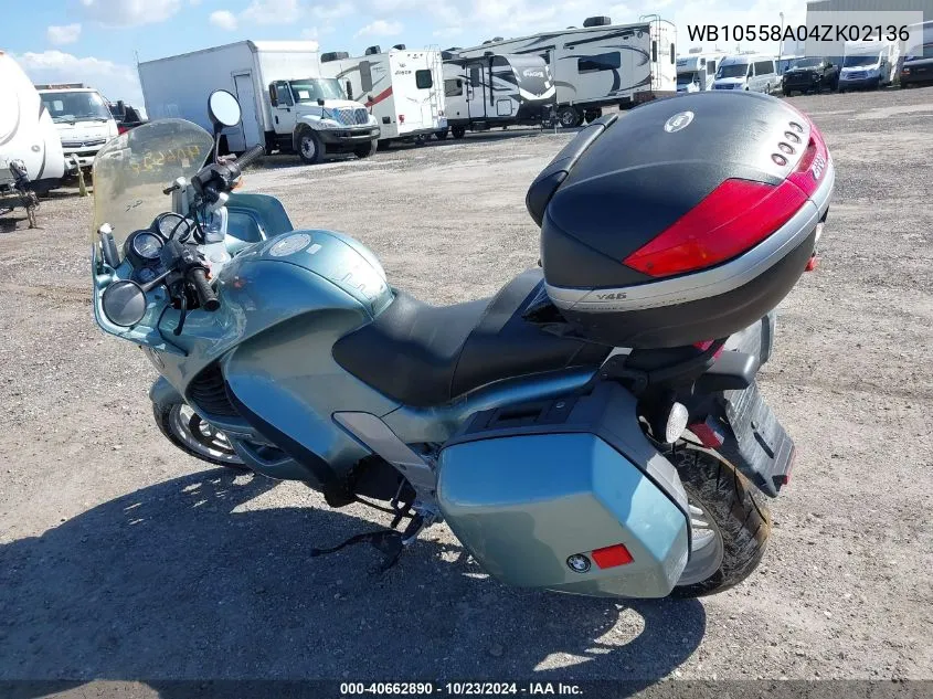 2004 BMW K1200 Gt VIN: WB10558A04ZK02136 Lot: 40662890