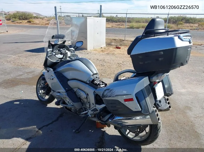 2016 BMW K1600 Gtl VIN: WB1061206GZZ26570 Lot: 40636585