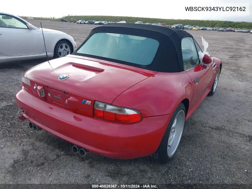 2000 BMW M Roadster VIN: WBSCK9343YLC92162 Lot: 40528367