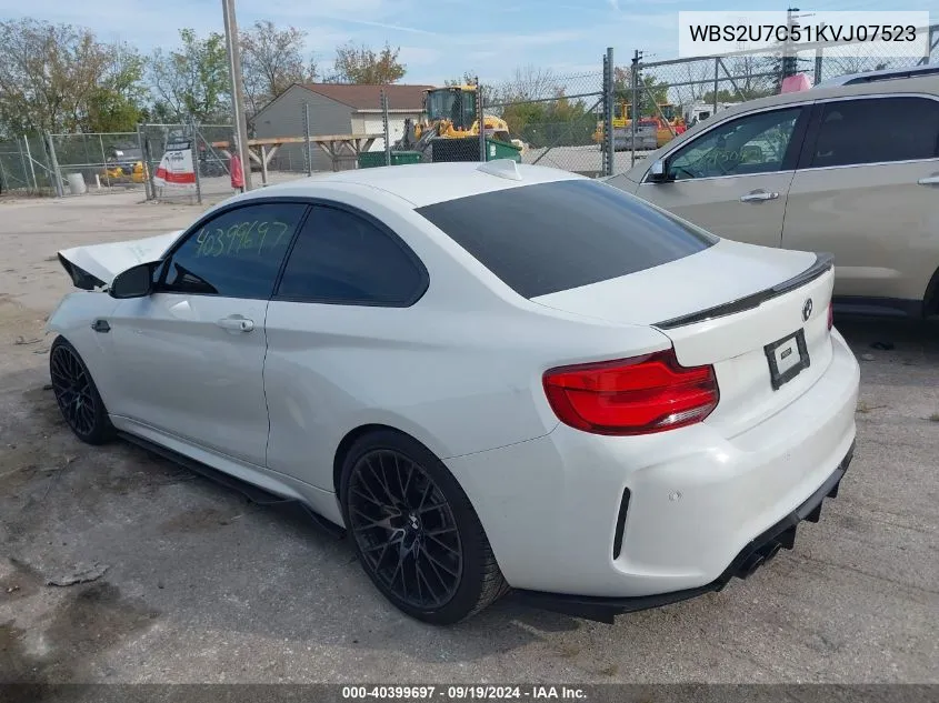 2019 BMW M2 Competition VIN: WBS2U7C51KVJ07523 Lot: 40399697