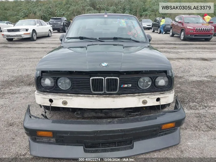 1990 BMW M3 VIN: WBSAK0305LAE3379 Lot: 40522274