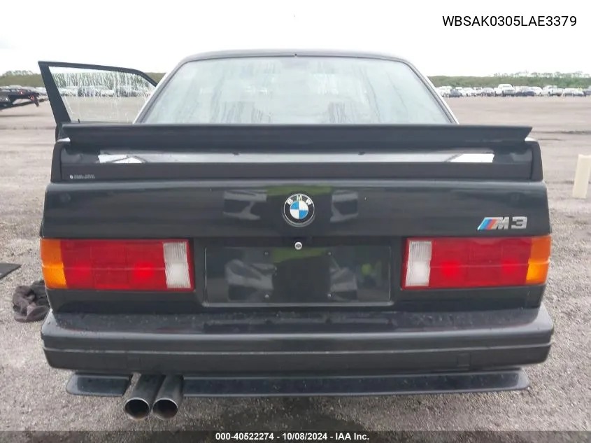 1990 BMW M3 VIN: WBSAK0305LAE3379 Lot: 40522274