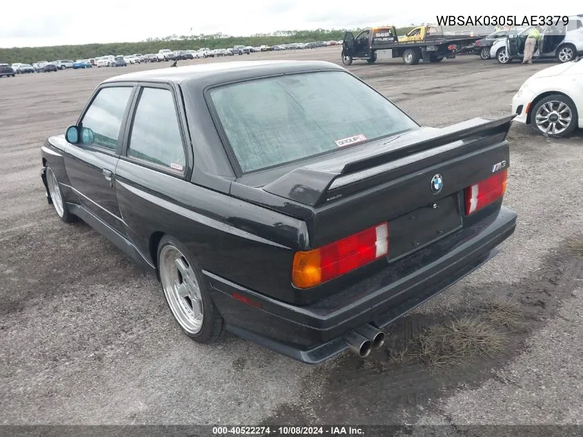 1990 BMW M3 VIN: WBSAK0305LAE3379 Lot: 40522274