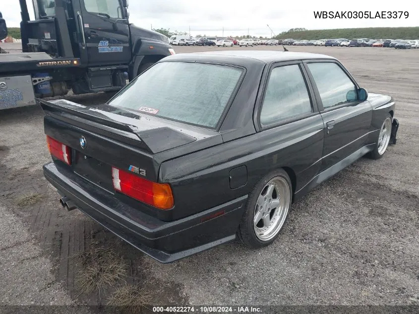 1990 BMW M3 VIN: WBSAK0305LAE3379 Lot: 40522274