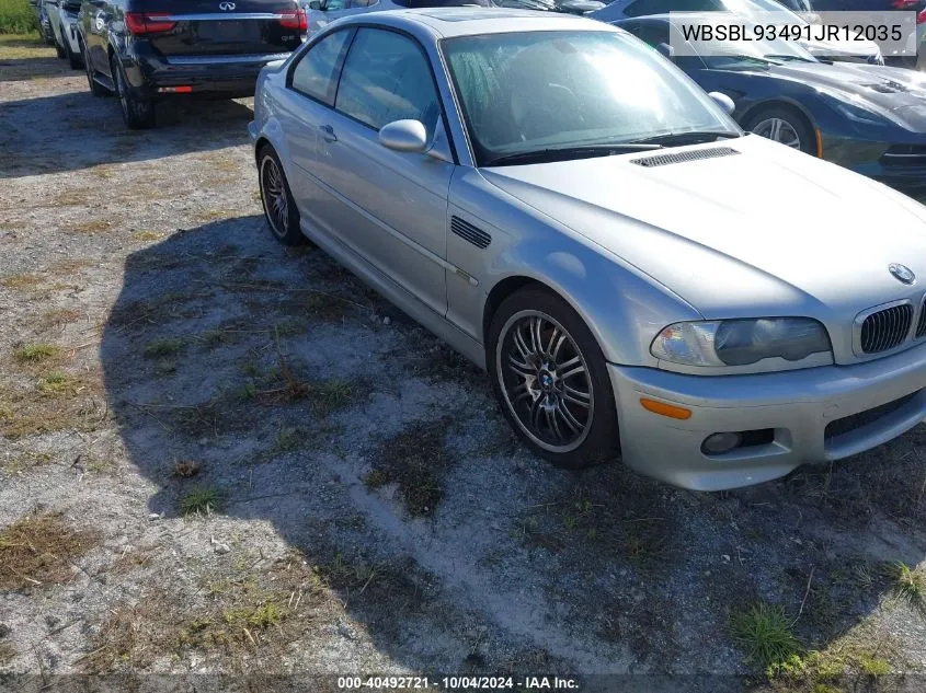 2001 BMW M3 VIN: WBSBL93491JR12035 Lot: 40492721