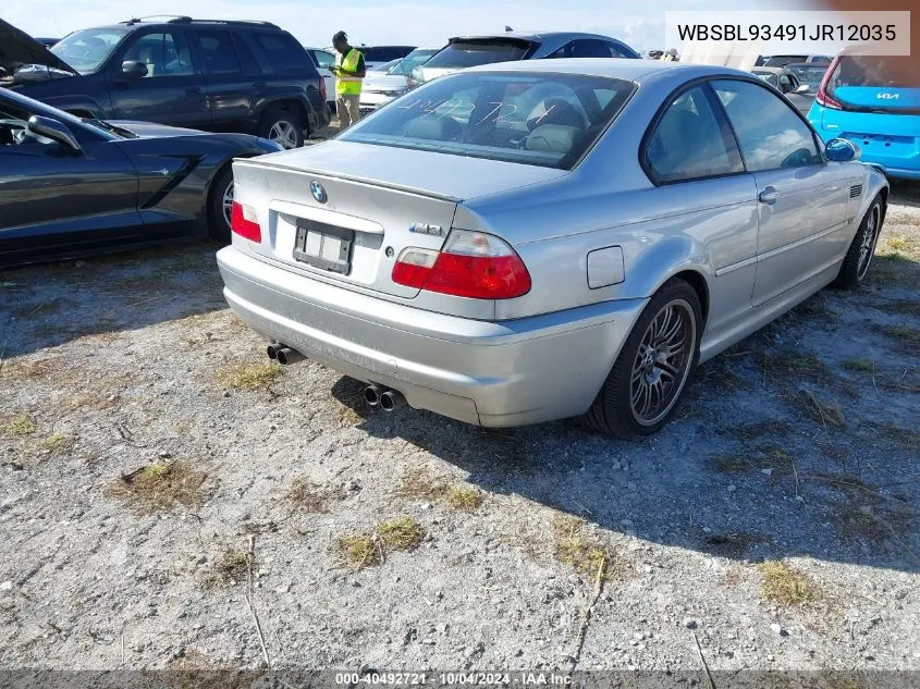 2001 BMW M3 VIN: WBSBL93491JR12035 Lot: 40492721