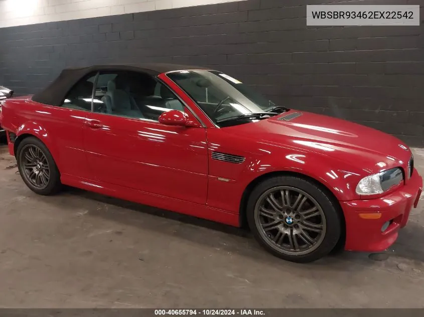 2002 BMW M3 VIN: WBSBR93462EX22542 Lot: 40655794