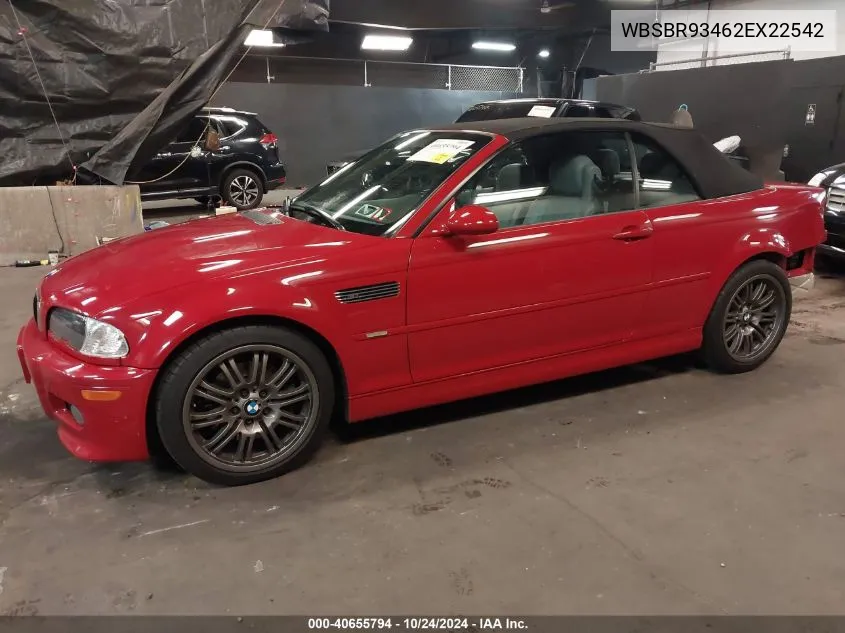 2002 BMW M3 VIN: WBSBR93462EX22542 Lot: 40655794