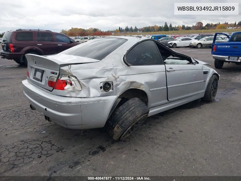 2002 BMW M3 VIN: WBSBL93492JR15809 Lot: 40847577