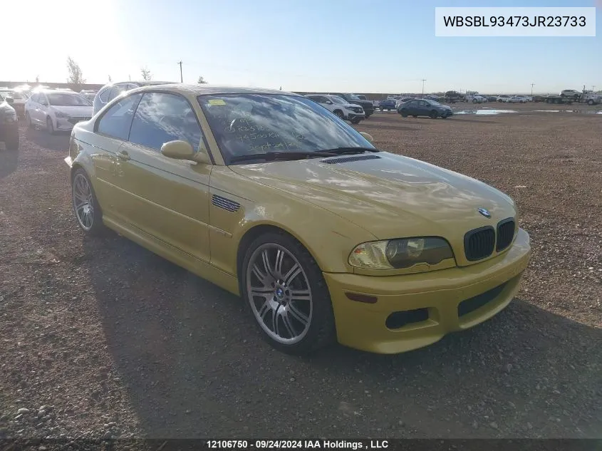 2003 BMW M3 VIN: WBSBL93473JR23733 Lot: 12106750