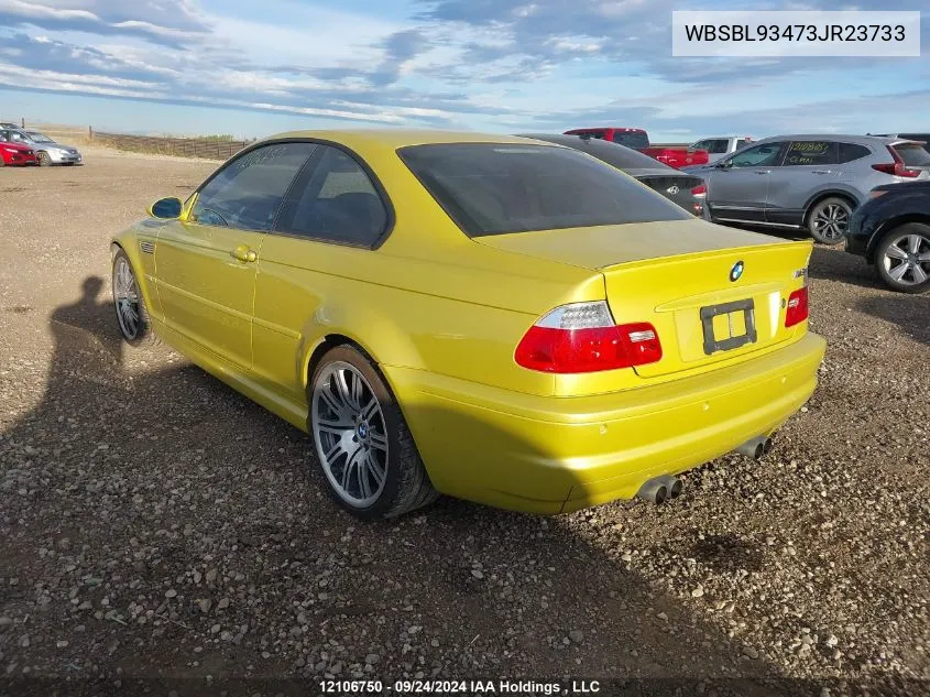 2003 BMW M3 VIN: WBSBL93473JR23733 Lot: 12106750