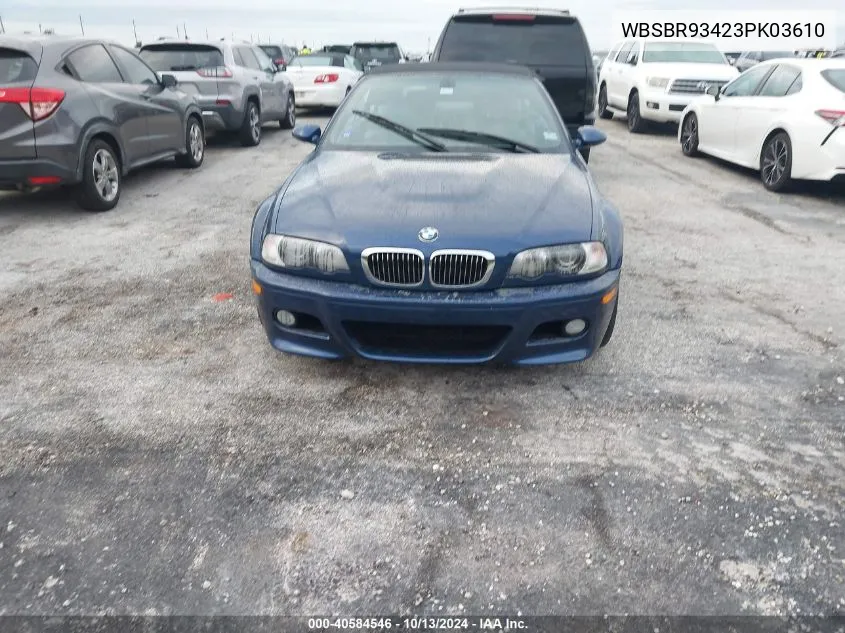 2003 BMW M3 VIN: WBSBR93423PK03610 Lot: 40584546