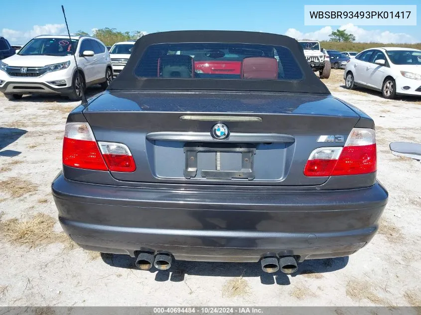 2003 BMW M3 VIN: WBSBR93493PK01417 Lot: 40694484