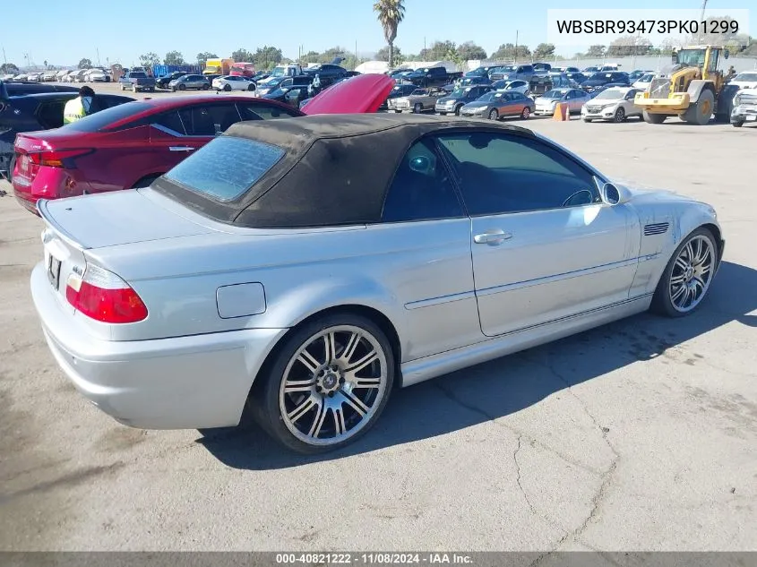 2003 BMW M3 VIN: WBSBR93473PK01299 Lot: 40821222