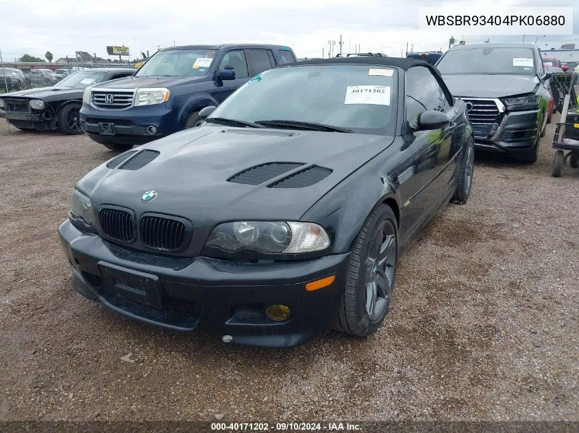 2004 BMW M3 VIN: WBSBR93404PK06880 Lot: 40171202