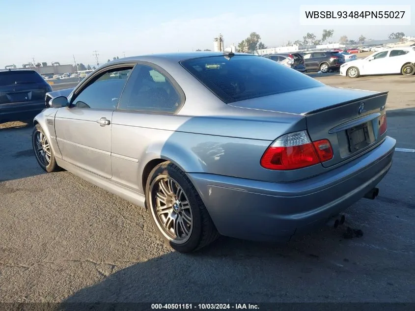 2004 BMW M3 VIN: WBSBL93484PN55027 Lot: 40501151