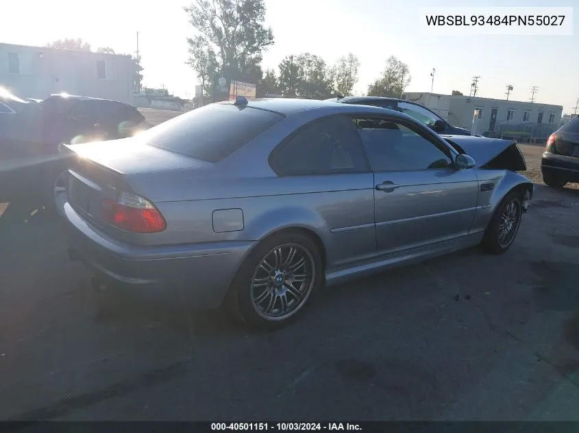 2004 BMW M3 VIN: WBSBL93484PN55027 Lot: 40501151