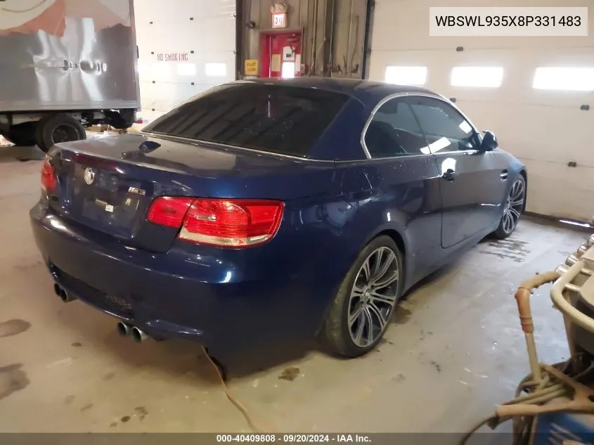 2008 BMW M3 VIN: WBSWL935X8P331483 Lot: 40409808