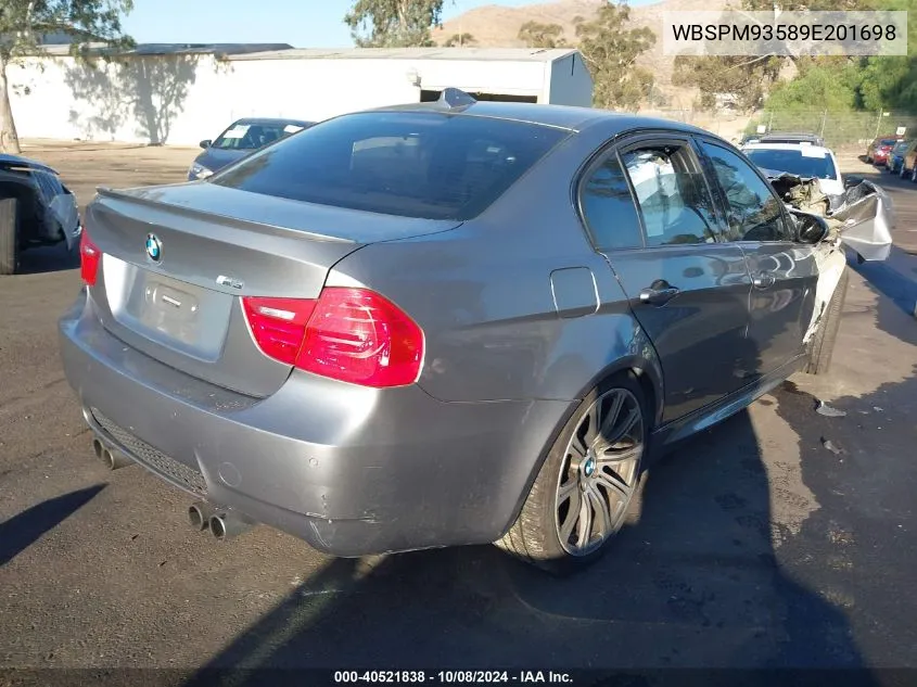 2009 BMW M3 VIN: WBSPM93589E201698 Lot: 40521838