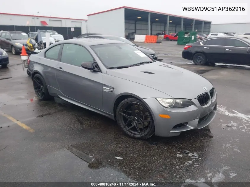 2010 BMW M3 Base (M6) VIN: WBSWD9C51AP362916 Lot: 40816248