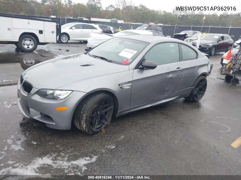 2010 BMW M3 Base (M6) VIN: WBSWD9C51AP362916 Lot: 40816248