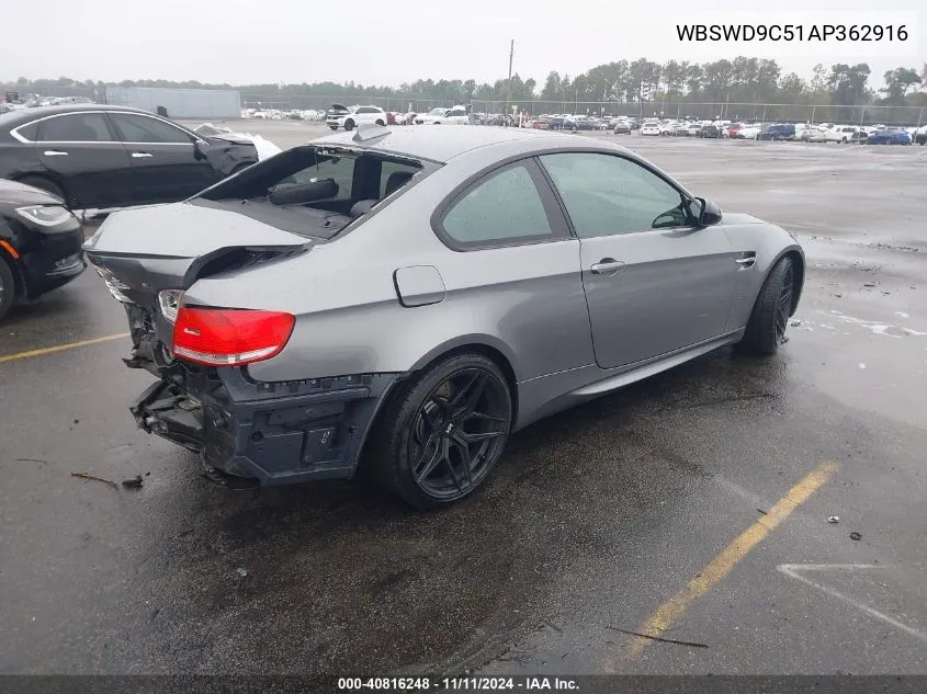 2010 BMW M3 Base (M6) VIN: WBSWD9C51AP362916 Lot: 40816248