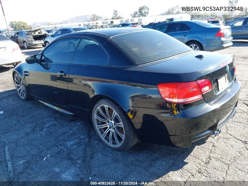 2010 BMW M3 VIN: WBSWL9C53AP332948 Lot: 40923628