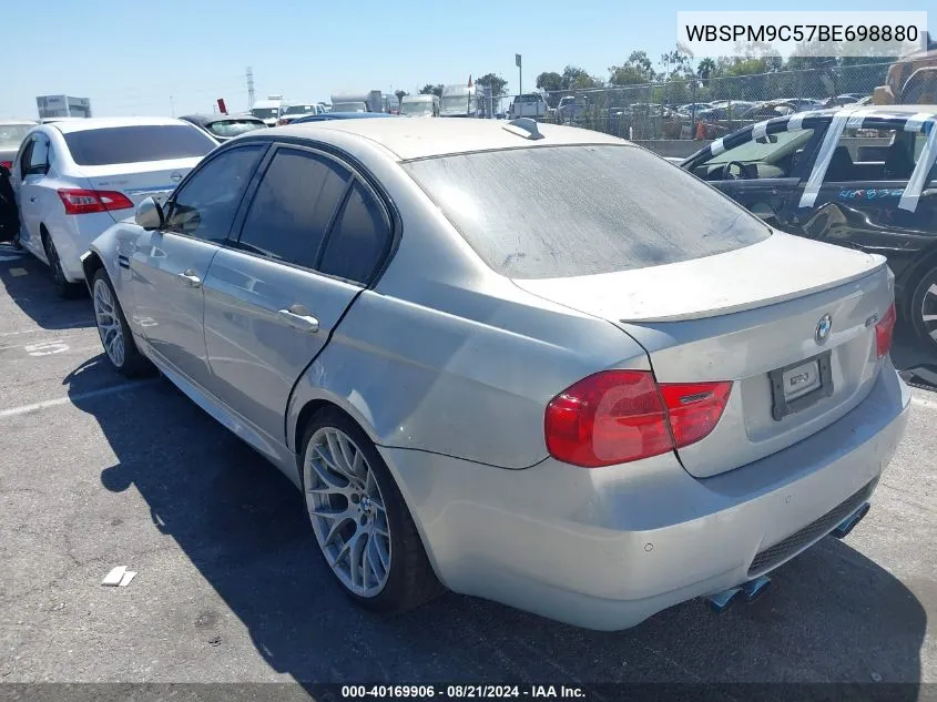 2011 BMW M3 VIN: WBSPM9C57BE698880 Lot: 40169906