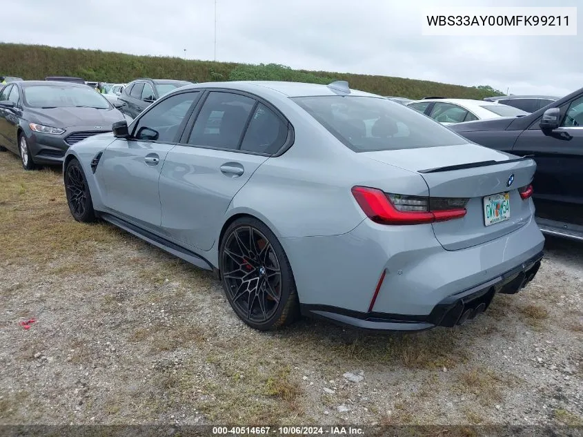 2021 BMW M3 Competition VIN: WBS33AY00MFK99211 Lot: 40514667