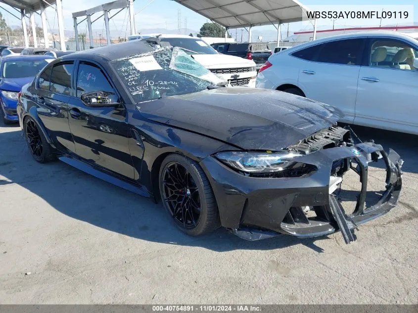 2021 BMW M3 Sedan VIN: WBS53AY08MFL09119 Lot: 40754891