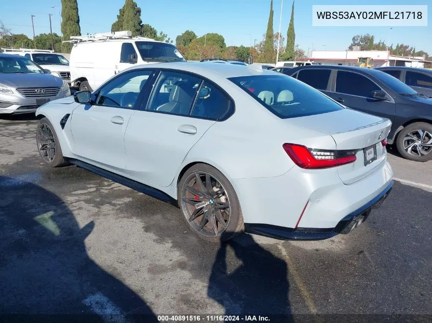 2021 BMW M3 Sedan VIN: WBS53AY02MFL21718 Lot: 40891516