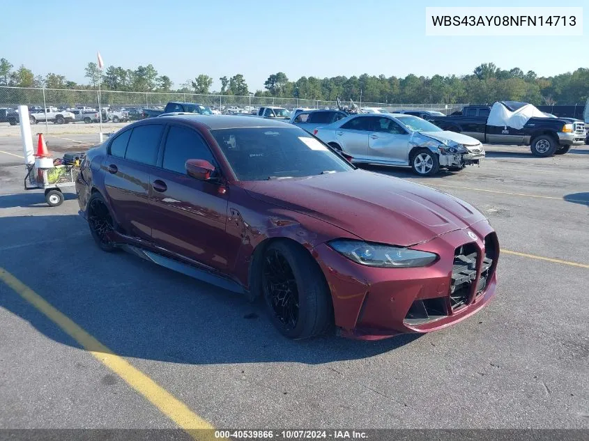 2022 BMW M3 Competition xDrive VIN: WBS43AY08NFN14713 Lot: 40539866