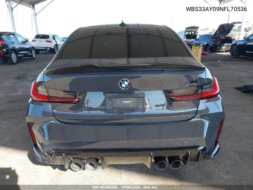 2022 BMW M3 Competition VIN: WBS33AY09NFL70536 Lot: 40548268