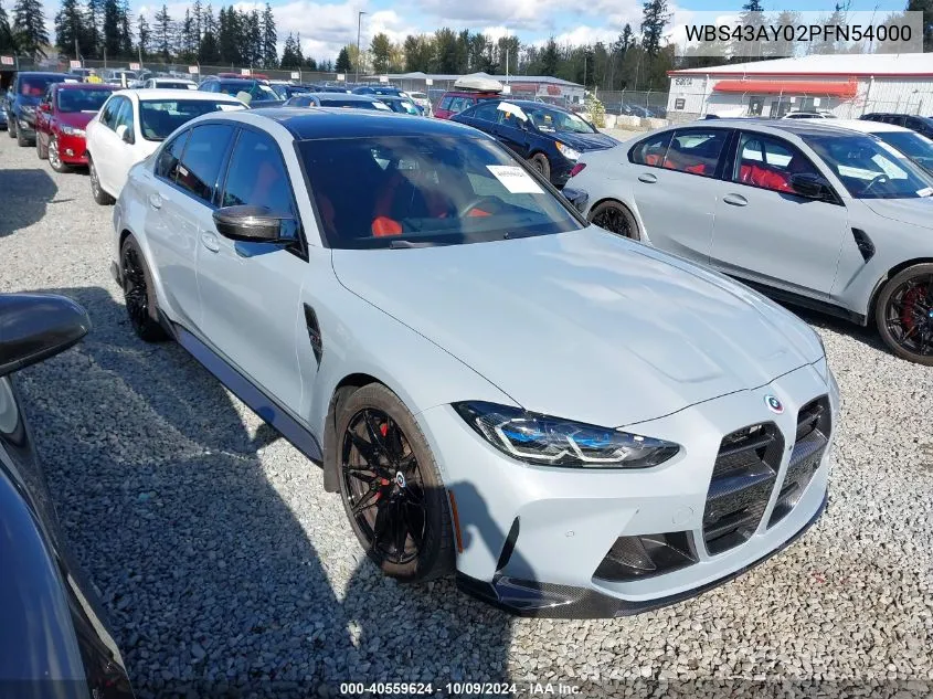 2023 BMW M3 Competition xDrive VIN: WBS43AY02PFN54000 Lot: 40559624