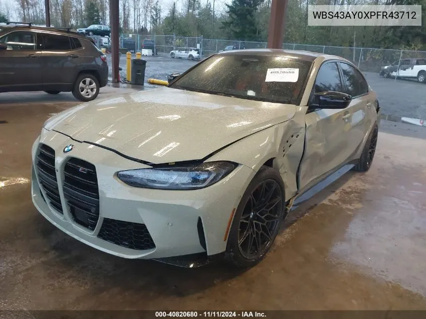 2023 BMW M3 Competition xDrive VIN: WBS43AY0XPFR43712 Lot: 40820680