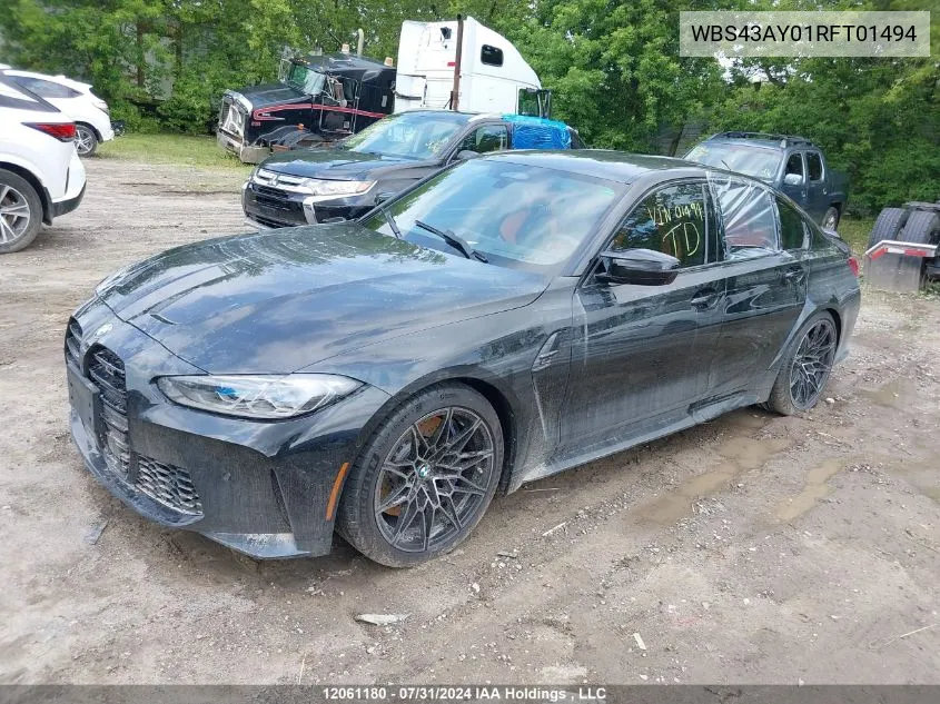 2024 BMW M3 VIN: WBS43AY01RFT01494 Lot: 12061180