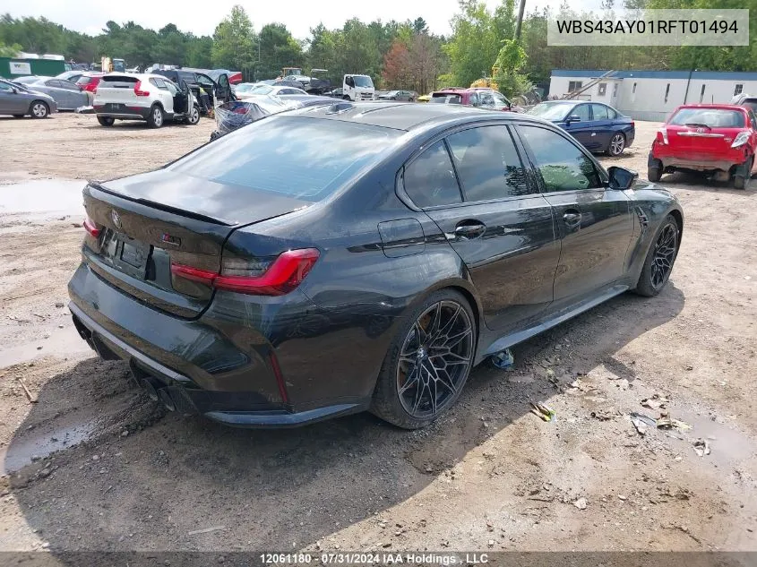 2024 BMW M3 VIN: WBS43AY01RFT01494 Lot: 12061180