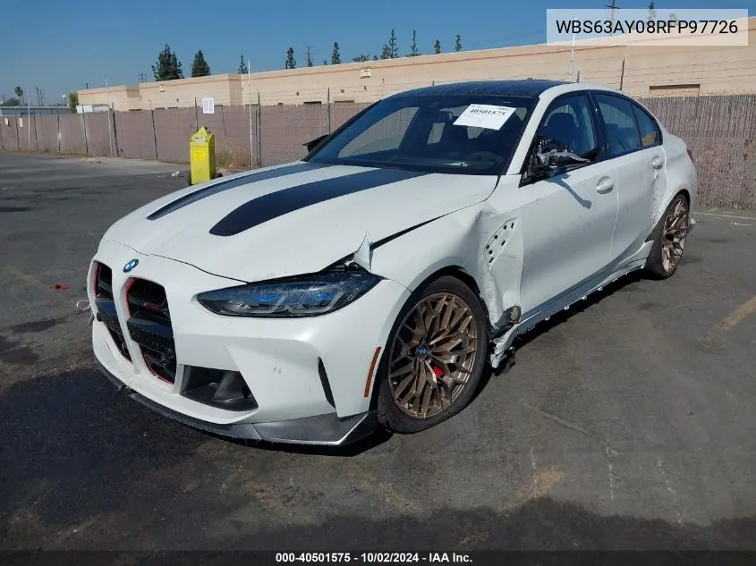 2024 BMW M3 Cs VIN: WBS63AY08RFP97726 Lot: 40501575