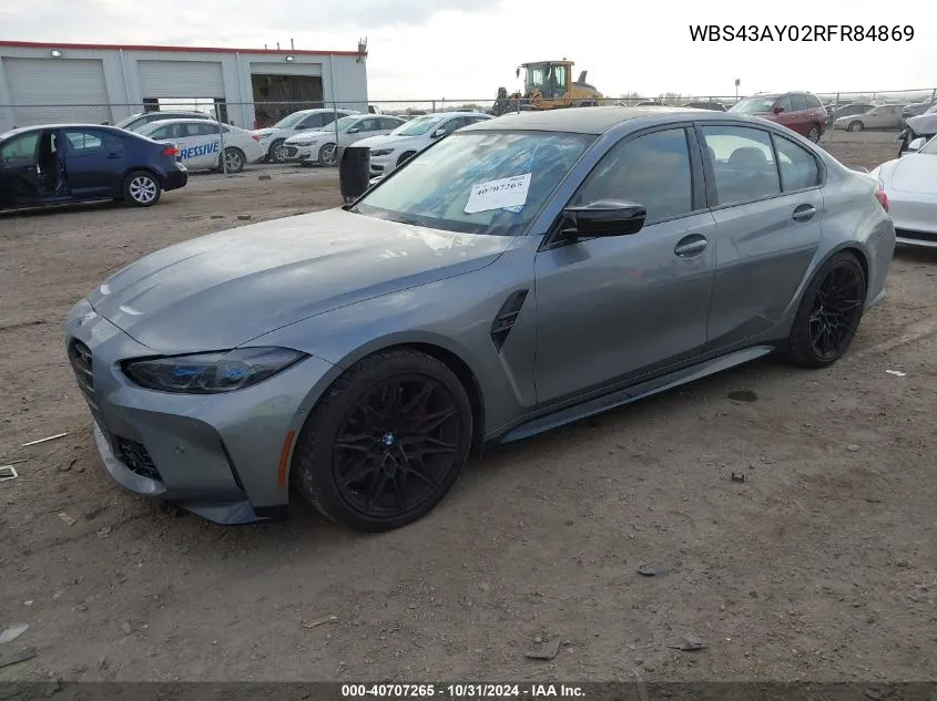 2024 BMW M3 Competition xDrive VIN: WBS43AY02RFR84869 Lot: 40707265