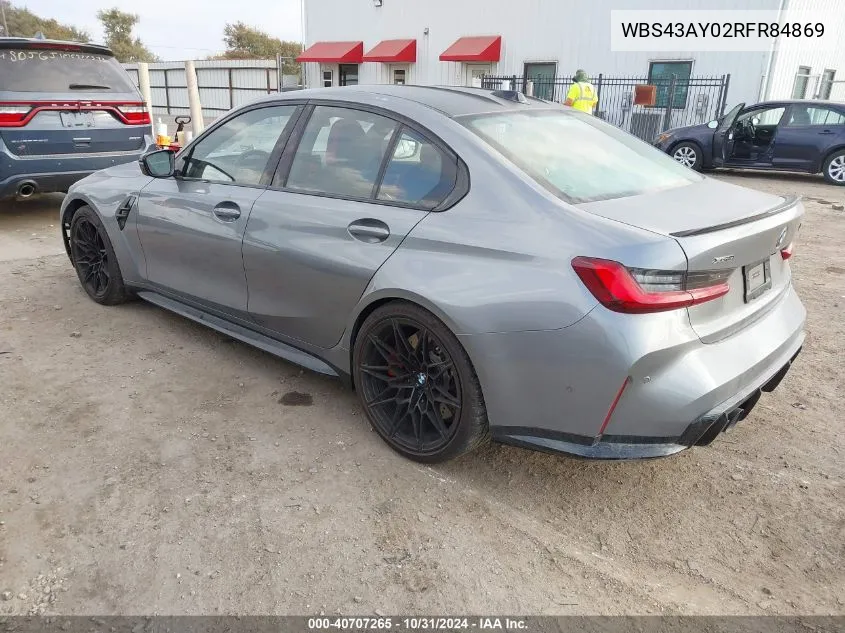 2024 BMW M3 Competition xDrive VIN: WBS43AY02RFR84869 Lot: 40707265