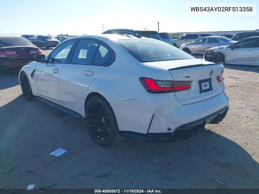 2024 BMW M3 Competition xDrive VIN: WBS43AY02RFS13358 Lot: 40885872