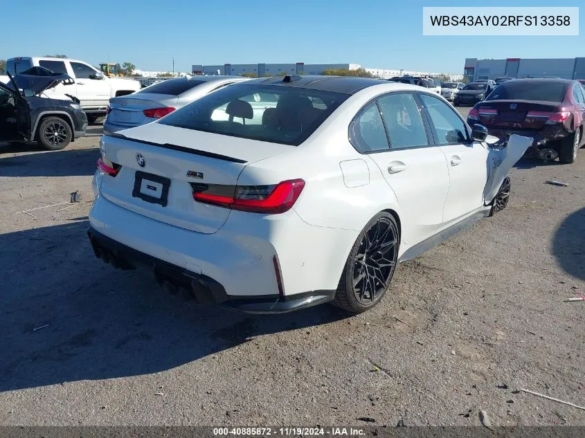 2024 BMW M3 Competition xDrive VIN: WBS43AY02RFS13358 Lot: 40885872