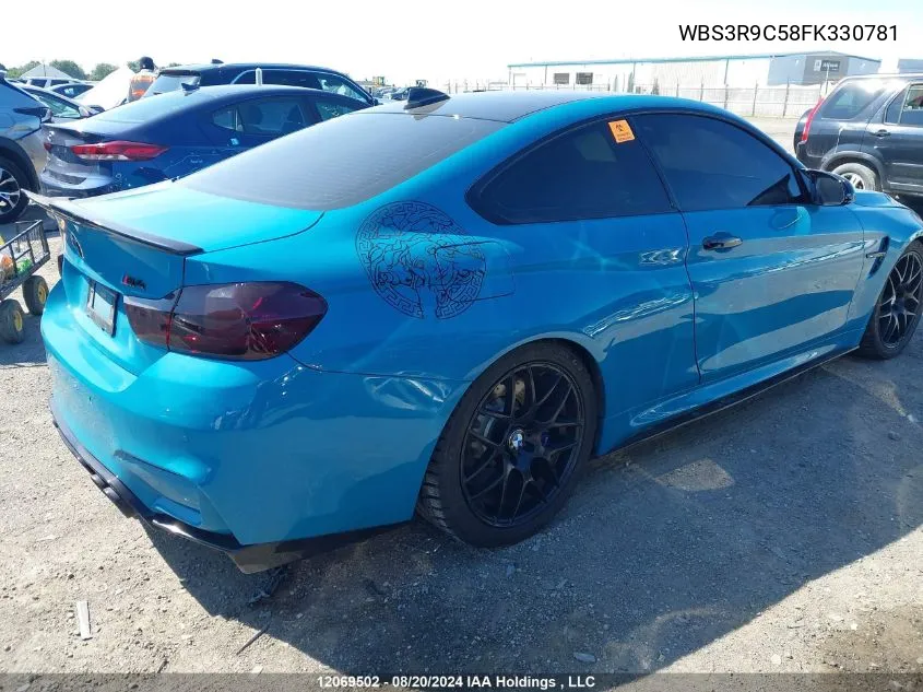 2015 BMW M4 VIN: WBS3R9C58FK330781 Lot: 12069502