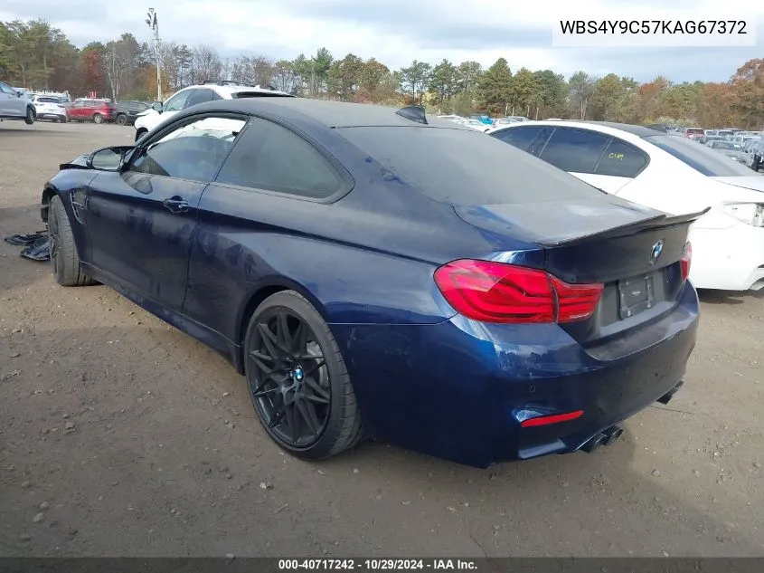 2019 BMW M4 VIN: WBS4Y9C57KAG67372 Lot: 40717242